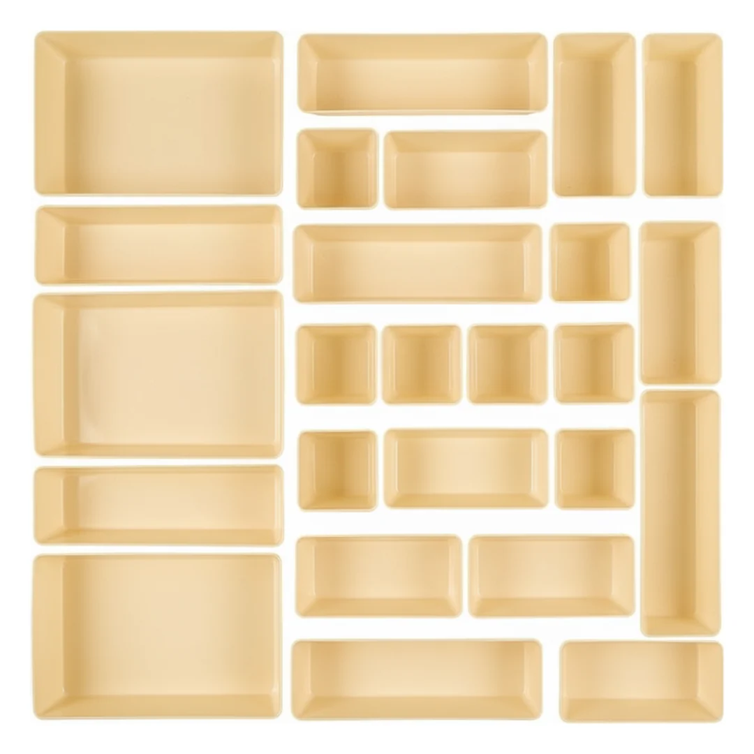 25-Piece Storage Tray Set for Organizing Plastic Drawers in 4 Sizes - Image 2