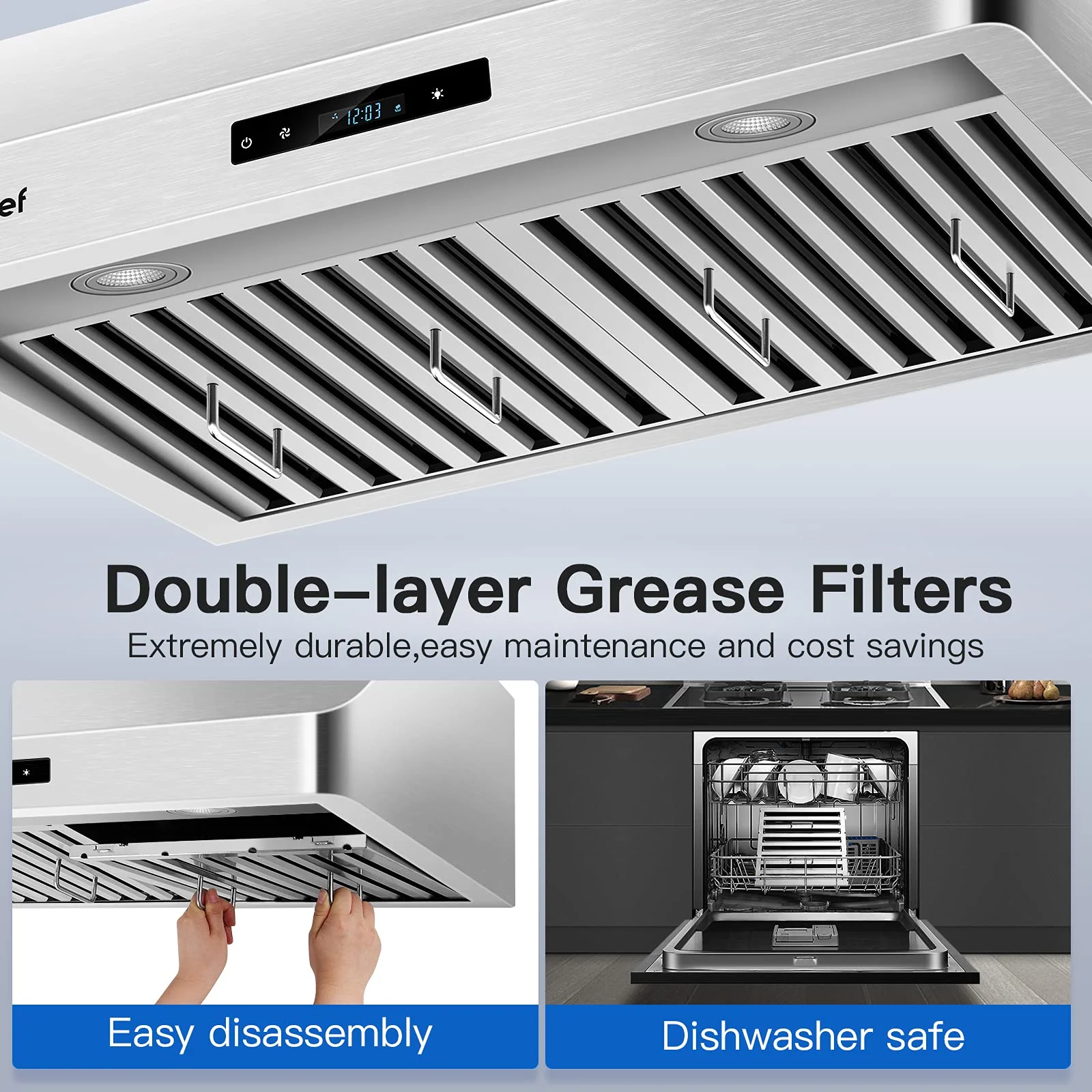 AMZCHEF Wall Mount Range Hoods 30 inch 700CFM Touch screen 4