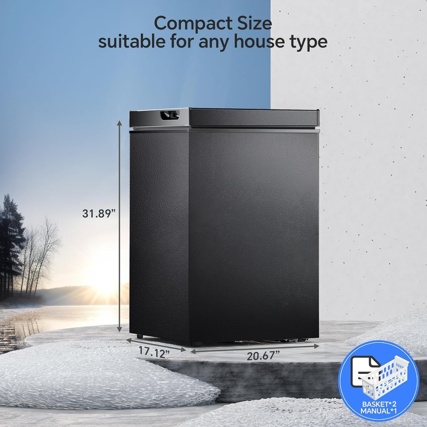 Kismile 3.2 Cubic Feet Chest Freezer with Removable Basket D5880 - Image 6