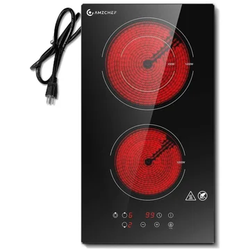 AMZCHEF 2 Burner Electric Induction Ceramic Cooktop 12 Inch 1800W