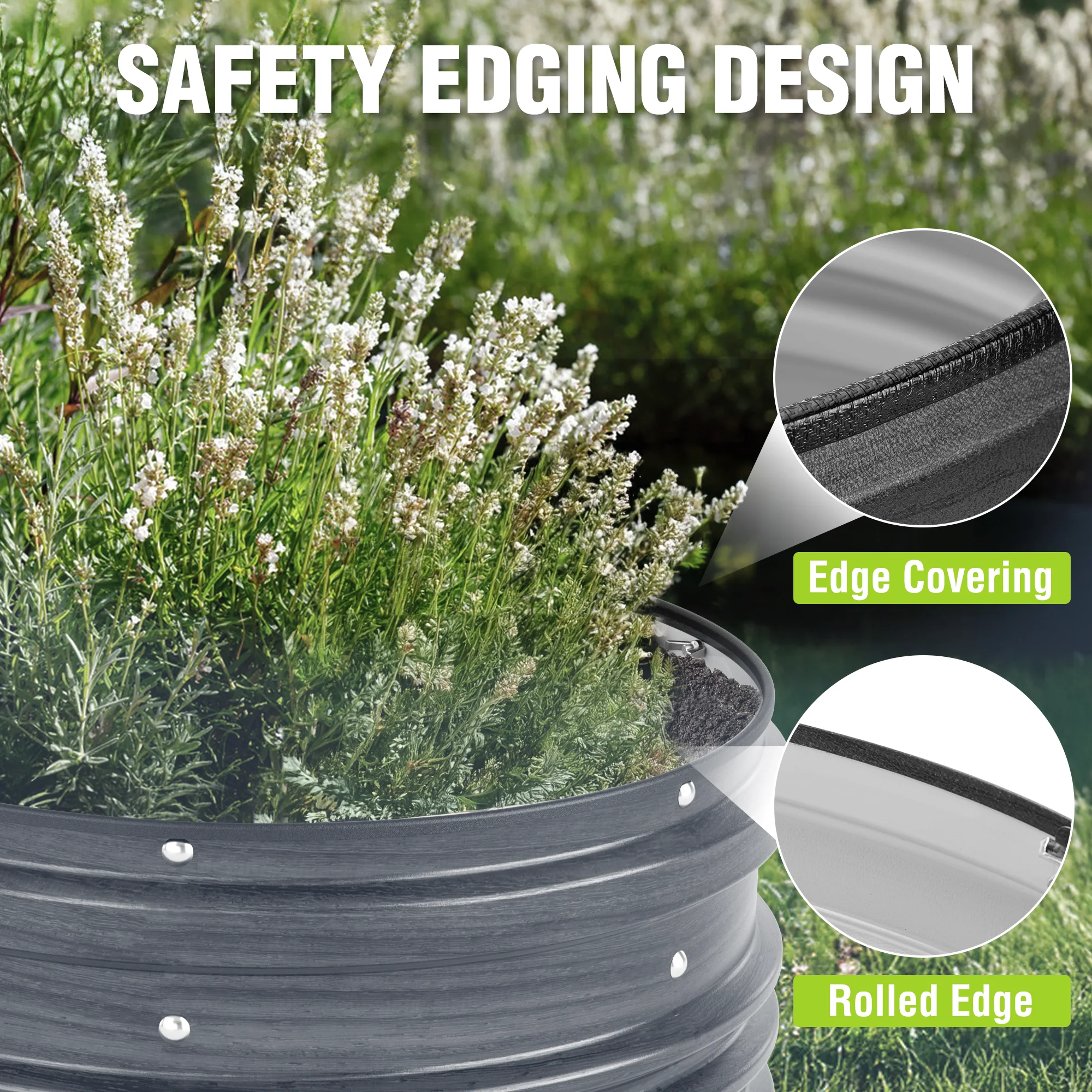 WORKPRO 3PK 2x2x1ft Outdoor Galvanized Raised Garden Bed Kit, Rust & Corrosion Protection, Easy Assembly, Safe Edge, Ideal for Vegetables & Flowers, Dark Gray - Image 3