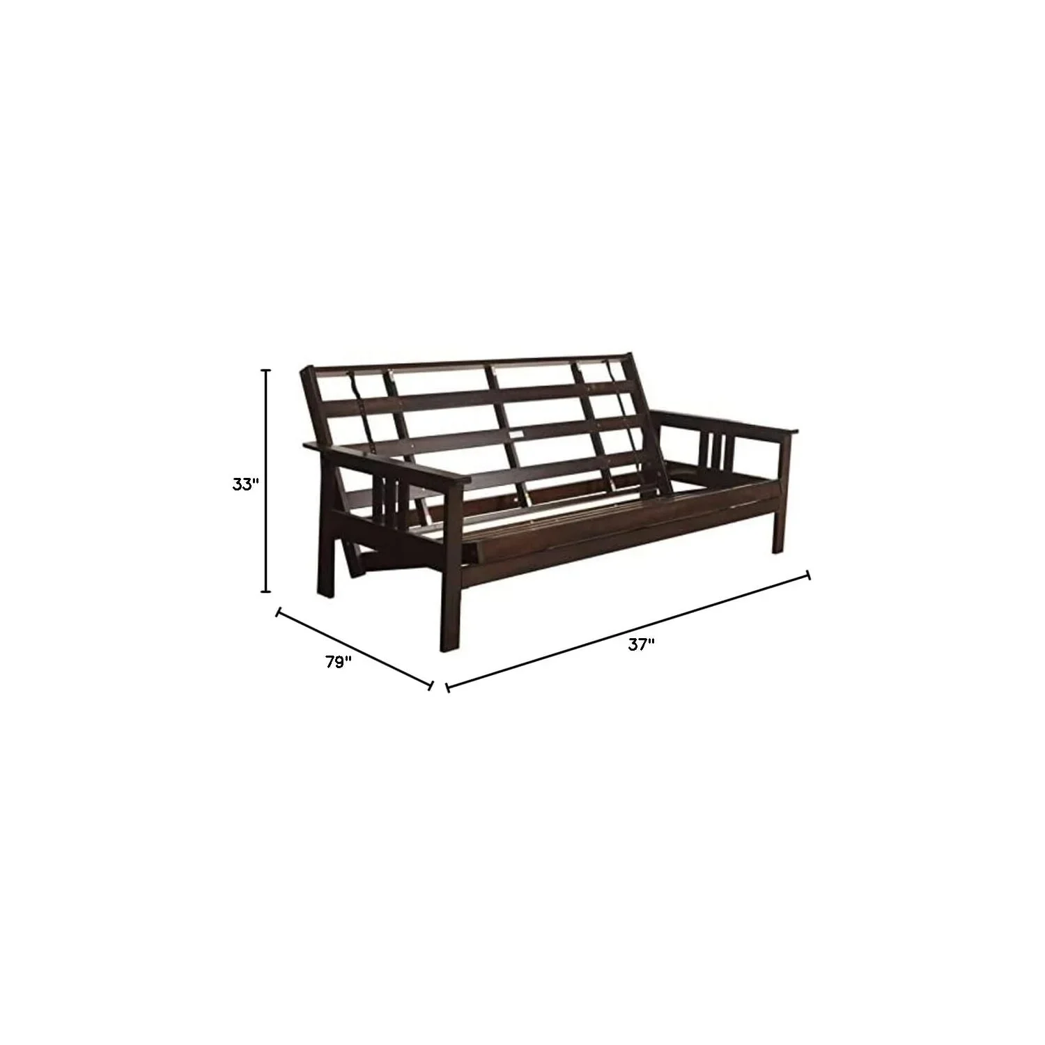 Homestock African Artifacts Full Size Futon Frame Set with Mattress, Easily Converts to Bed, Versatile Design Futon Frame for All Spaces, 33"H x 79"L x 37"D-Color:Linen Charcoal,Size:Barbados - Image 103