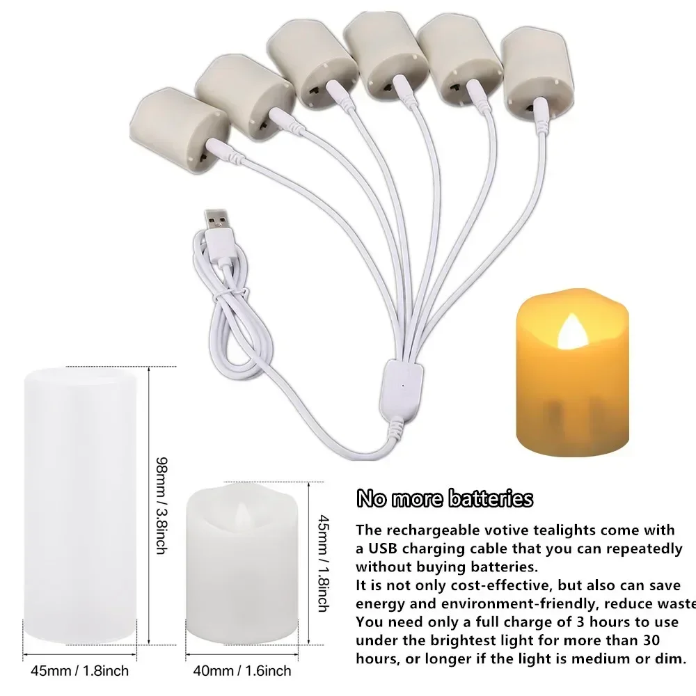 Set of 6 Rechargeable LED Candles with Timer Function - Image 5