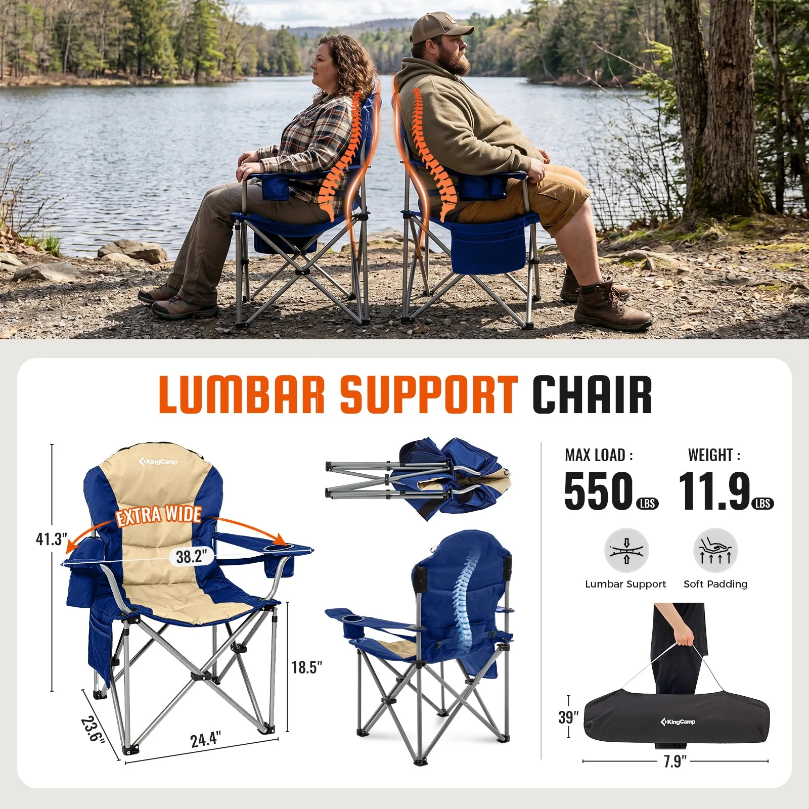 KingCamp Lumbar Support Oversized Camping Chair - Image 83