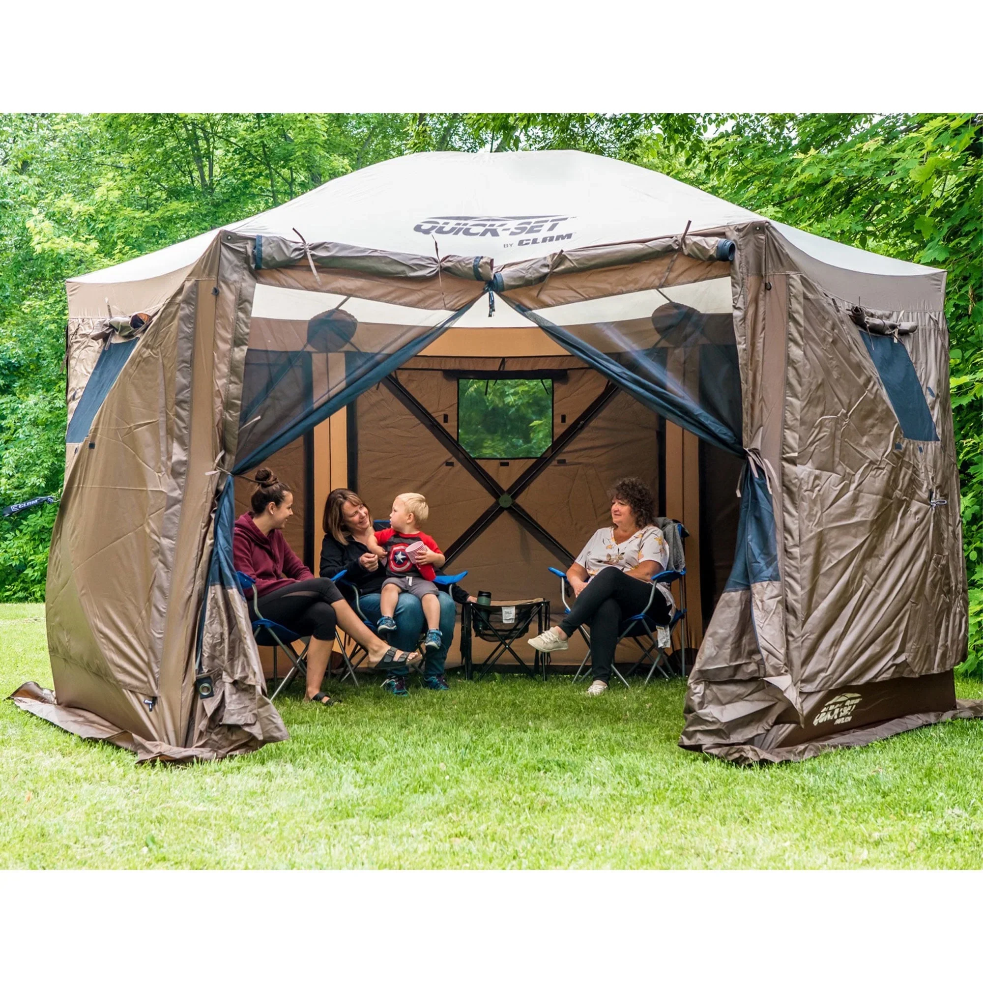 CLAM Quick-Set Pavilion 12.5 x 12.5' Portable Outdoor Canopy Shelter, Green - Image 48