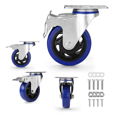 WORKPRO 4 Inch Caster Wheels, 2200LBS Heavy Duty Casters Set of 4, Swivel Casters with Brake, Locking Industrial Casters for Workbench, Furniture, Cart