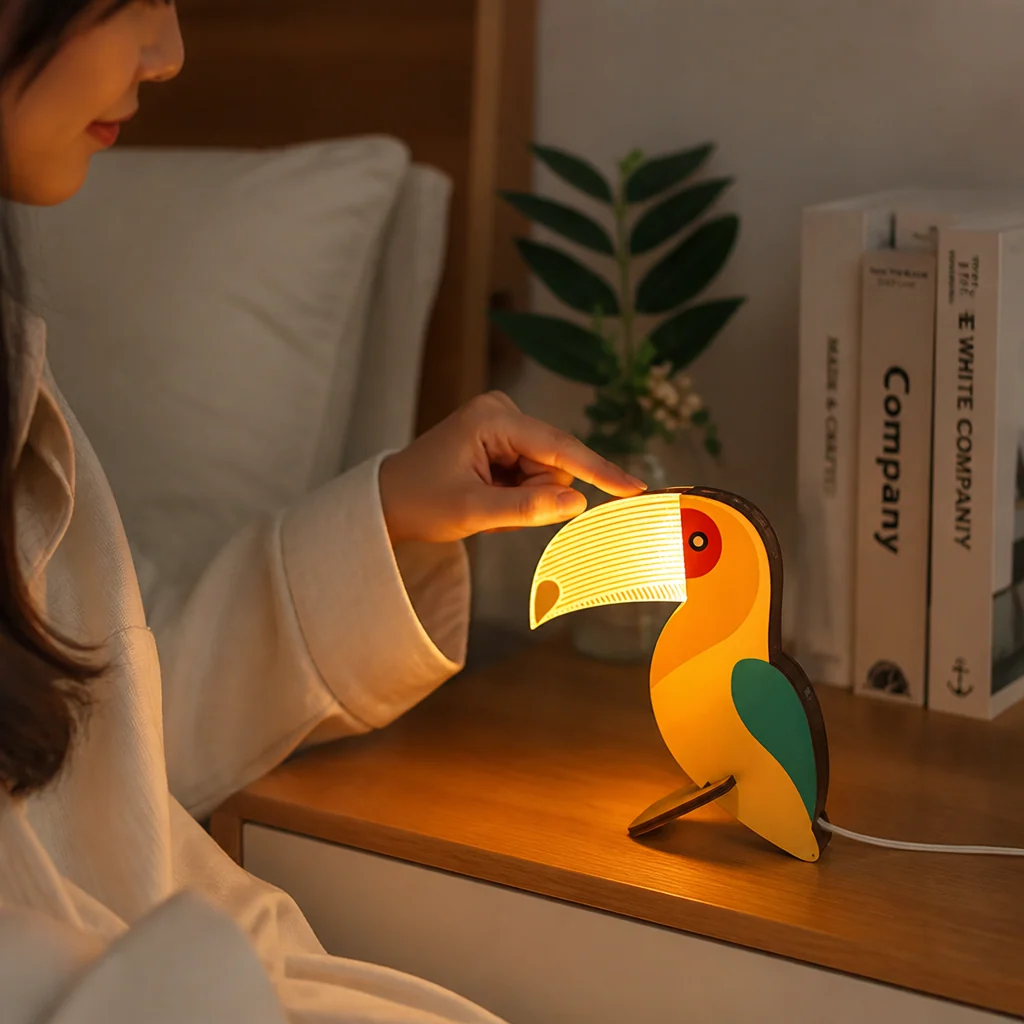 Handcrafted Wood Soft LED Animal Night Lamp (USB-Powered) - Image 2