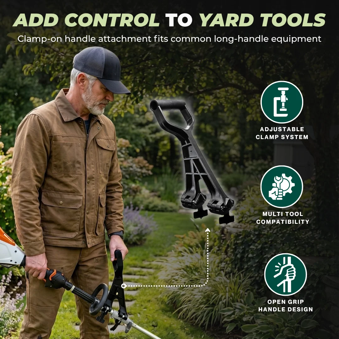 Universal Garden Tool Handle Attachment Adjustable Secondary Grip