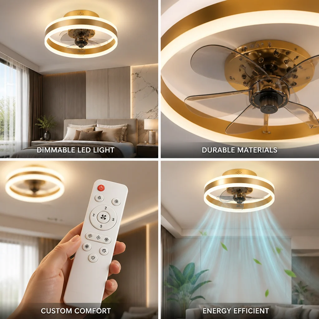 Flush Mount Ceiling Fan Dimmable LED Energy-Efficient - Image 5