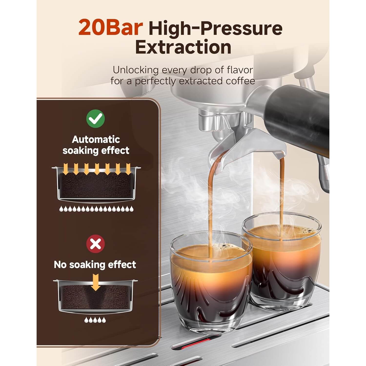 AMZCHEF All-in-One Espresso Machine with Grinder | 44 Grind Settings & Built-In Steam Wand 2