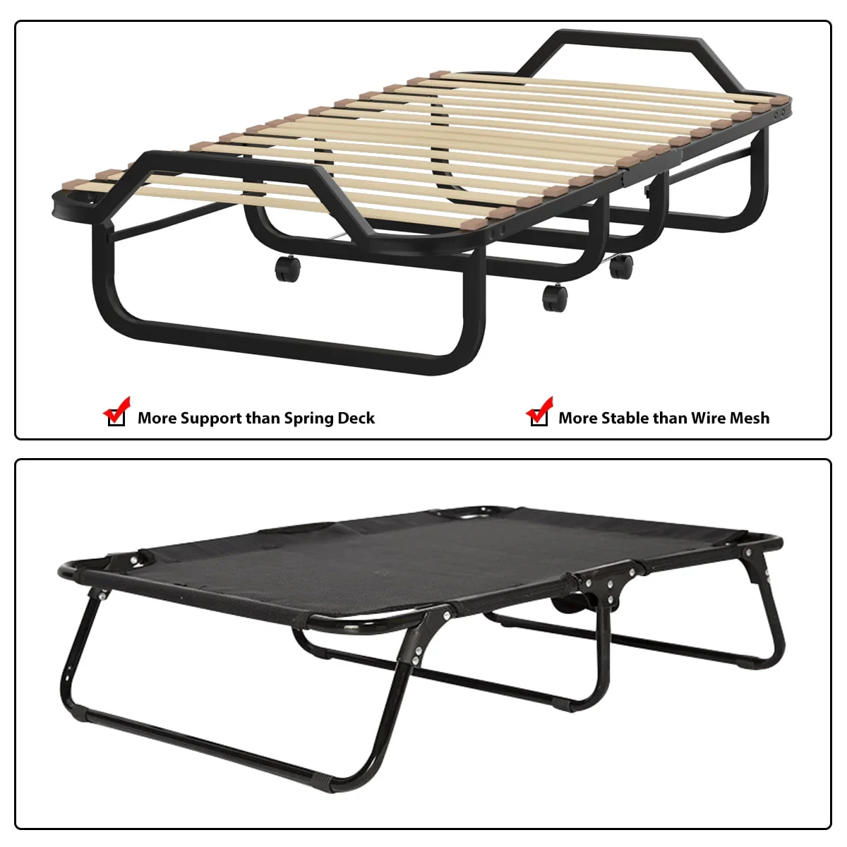 Costway Folding Bed Rollaway Guest Bed w/ Memory Foam Sturdy Metal Frame & Foam Mattress, Made in Italy (Product Dimensions: 79L x 31.5W x 16 H inch) - Image 5