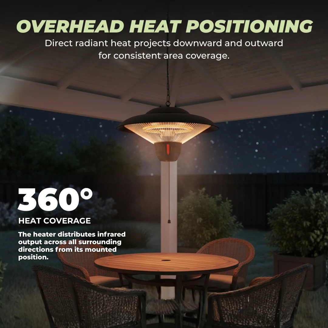 1500W Hanging Infrared Patio Heater with Chains for Outdoor Use