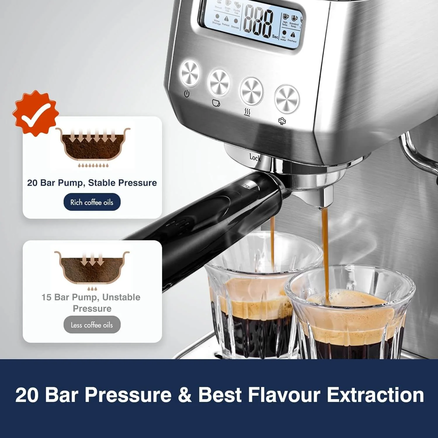 AMZCHEF 20-Bar Espresso Machine | Barista-Grade Flavor Extraction CM1666 4