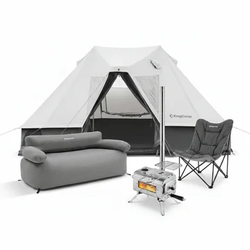 KingCamp KHAN VILLA Tent Glamping 4-in-1 Bundle with Stove