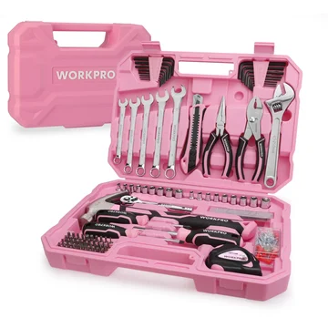 WORKPRO 284PCS Complete Household Tool Set - Pink Ribbon