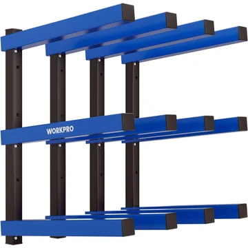 WORKPRO 4PC 3-Tier Wall Mount Lumber Storage Rack | Q195 Steel, 265 Lbs Total, 100 Lbs/Tier. Hardware Included. Fits Garages, Basements, Sheds, Workshops