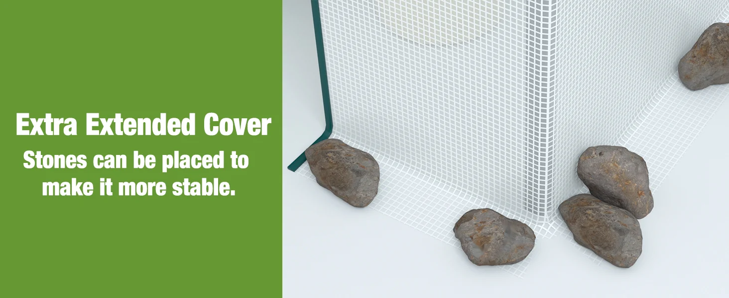 Extra extended cover stones on a white mesh surface, showing innovation in stable, durable placement