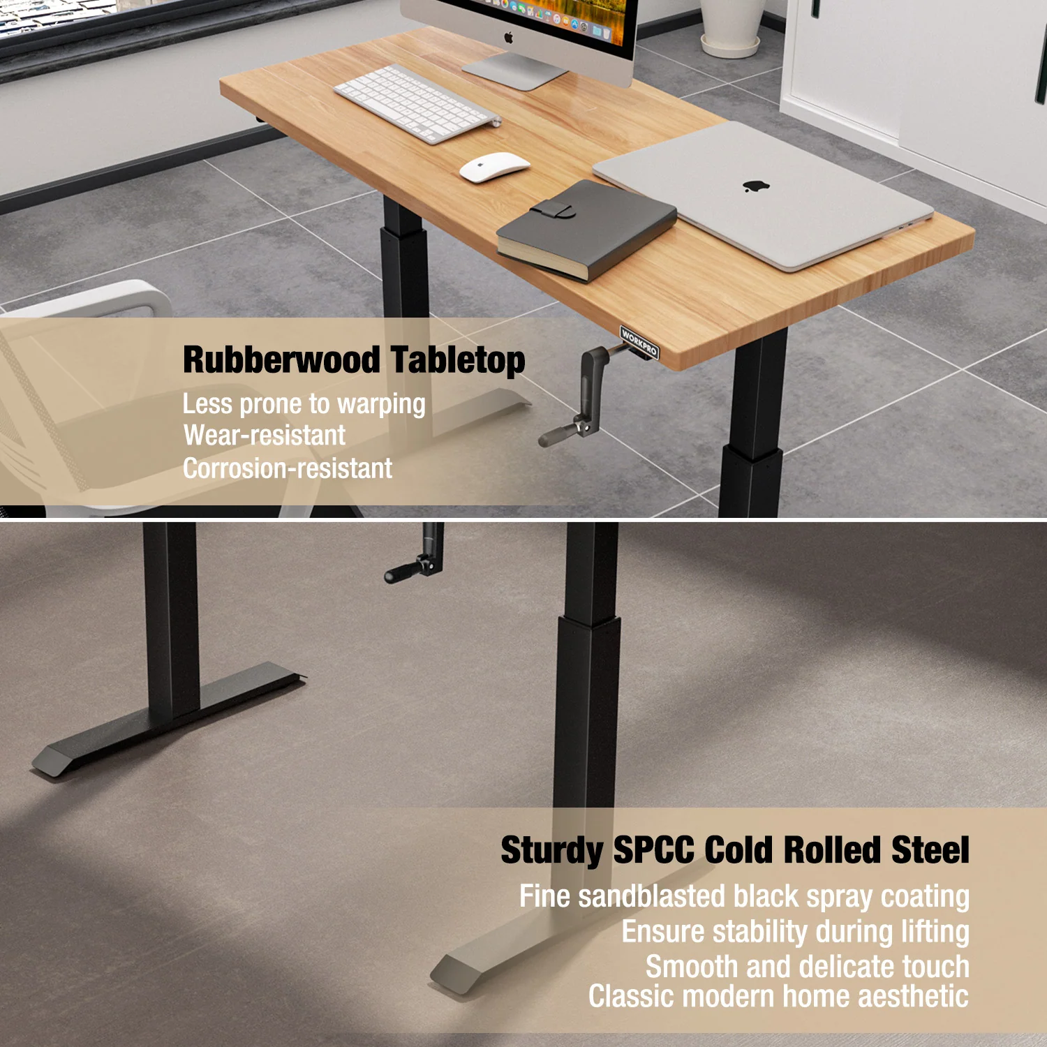 WORKPRO 47.2"×23.6" Adjustable Workbench, Crank Stand Desk, 300LBS Capacity - Image 4