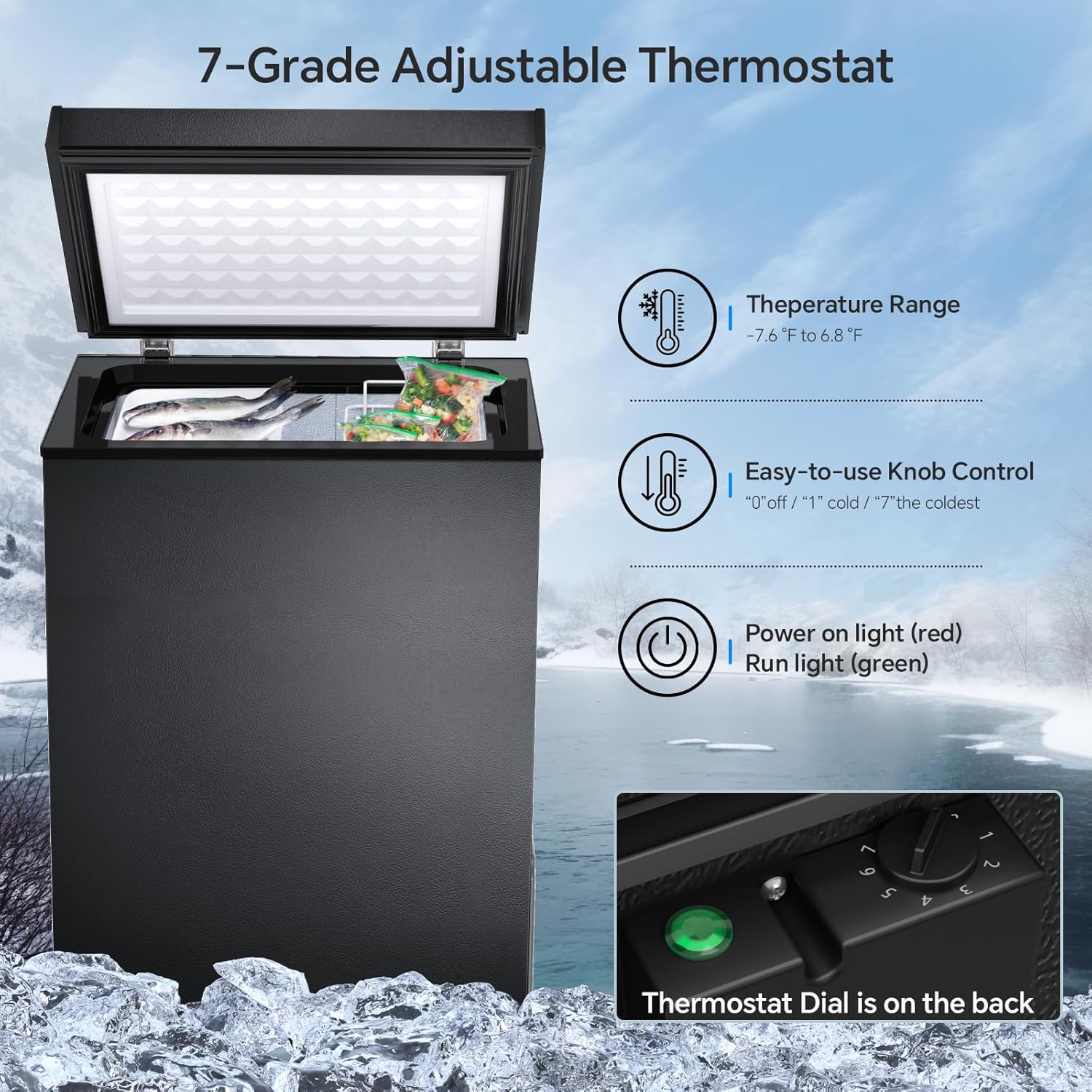 Kismile 3.2 Cubic Feet Chest Freezer with Removable Basket D5880