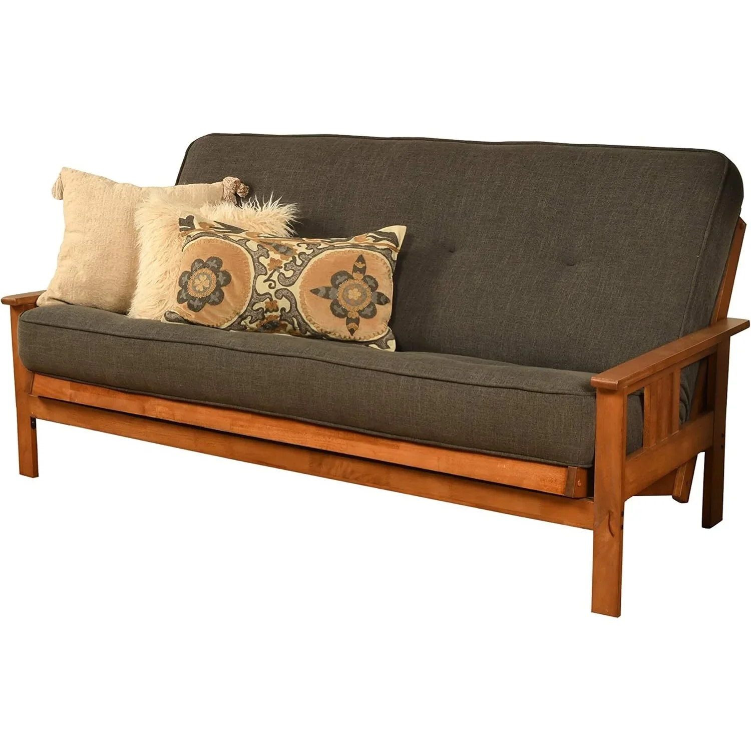 Homestock African Artifacts Full Size Futon Frame Set with Mattress, Easily Converts to Bed, Versatile Design Futon Frame for All Spaces, 33"H x 79"L x 37"D-Color:Linen Charcoal,Size:Barbados - Image 6