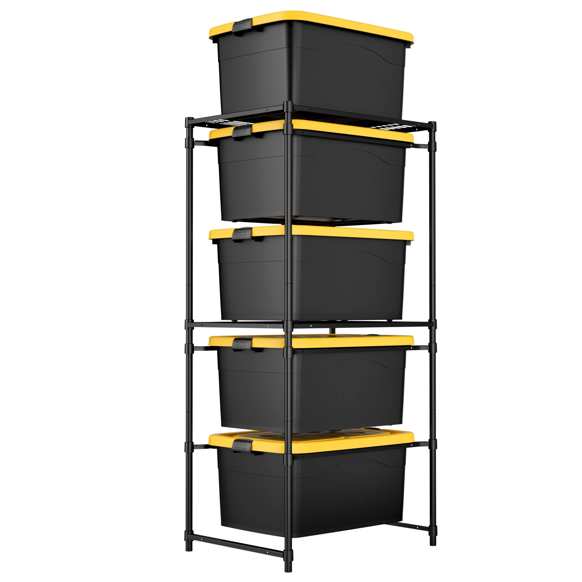 WORKPRO 250 LBS 5-Tier Bin Storage Rack for 27-Gallon Totes, Heavy Duty Metal Shelving Units for Garage, Basement, Pantry, Kitchen, Workspace, or Laundry Room, 30.5" x 22.5" x 69", Black - Image 11