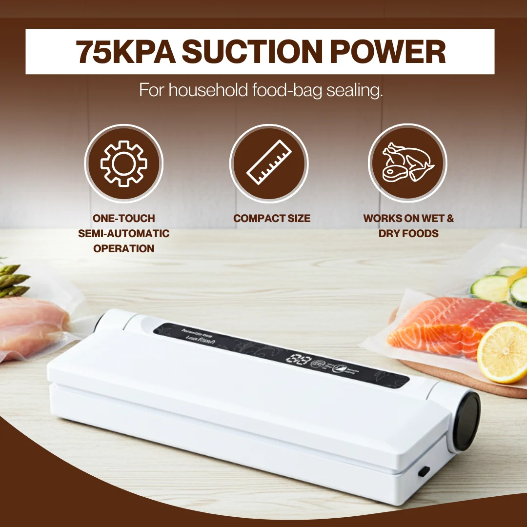 Compact Vacuum Sealer with Strong Suction & 20 Food Storage Bags