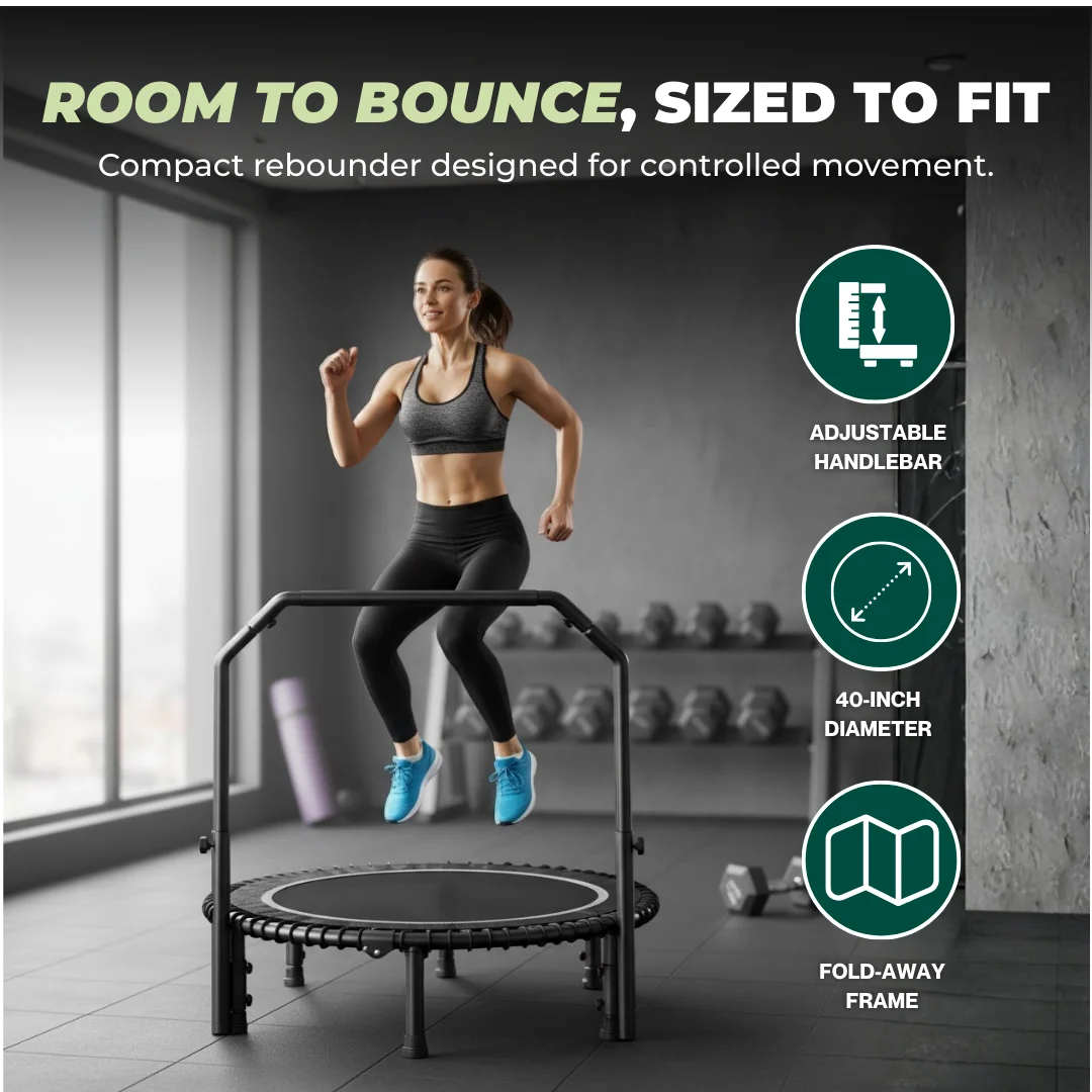 40" Mini Rebounder Trampoline with Adjustable Bar and Bungees