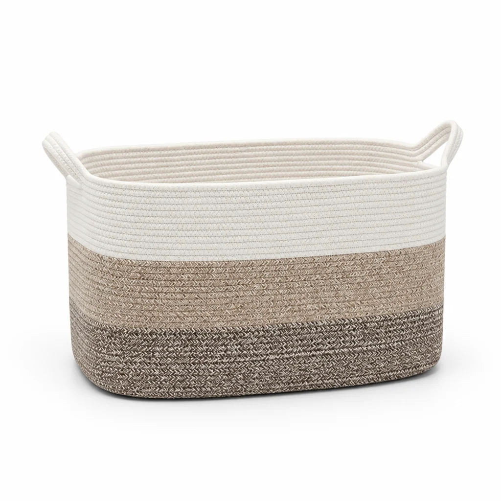 Storage Basket Two-Tone Woven Foldable & Machine Washable - Image 8