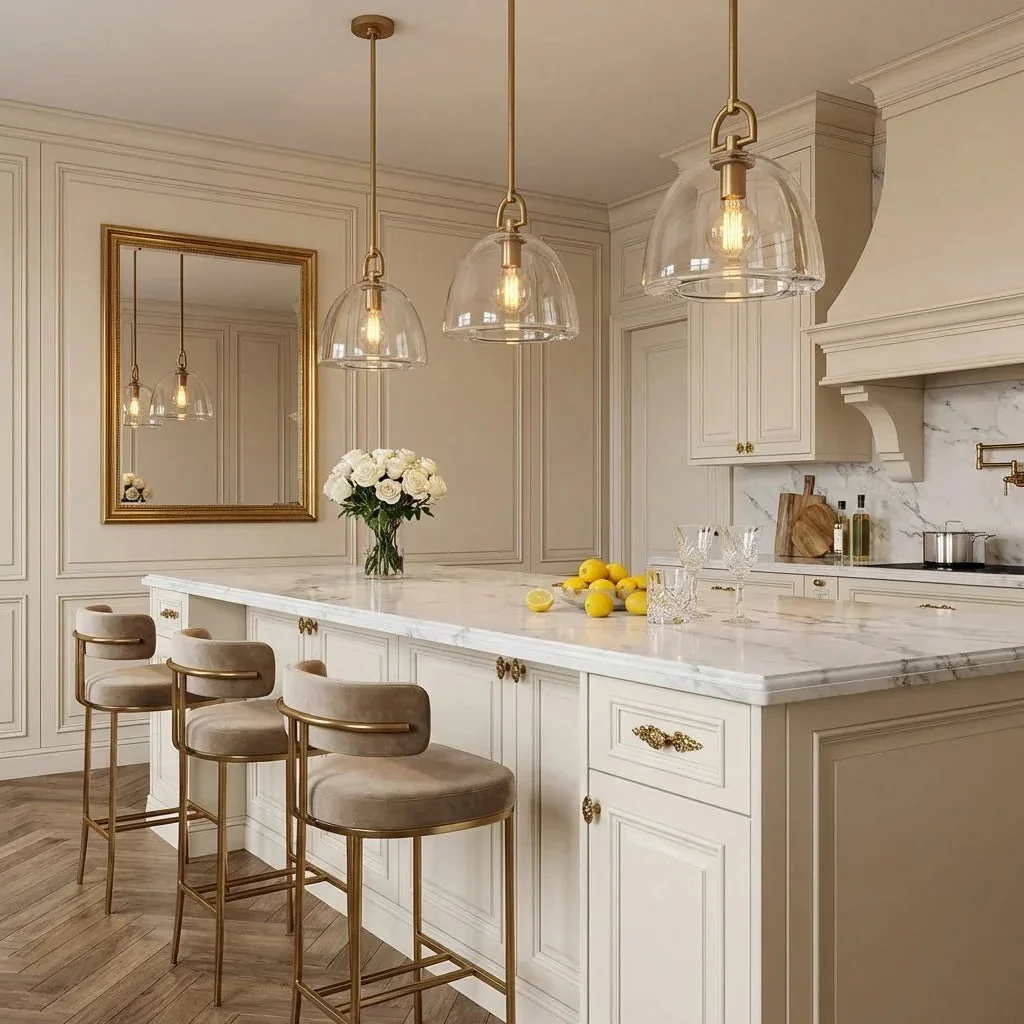 Elegant Glass Dome Pendant Light for Modern Kitchens - Image 2