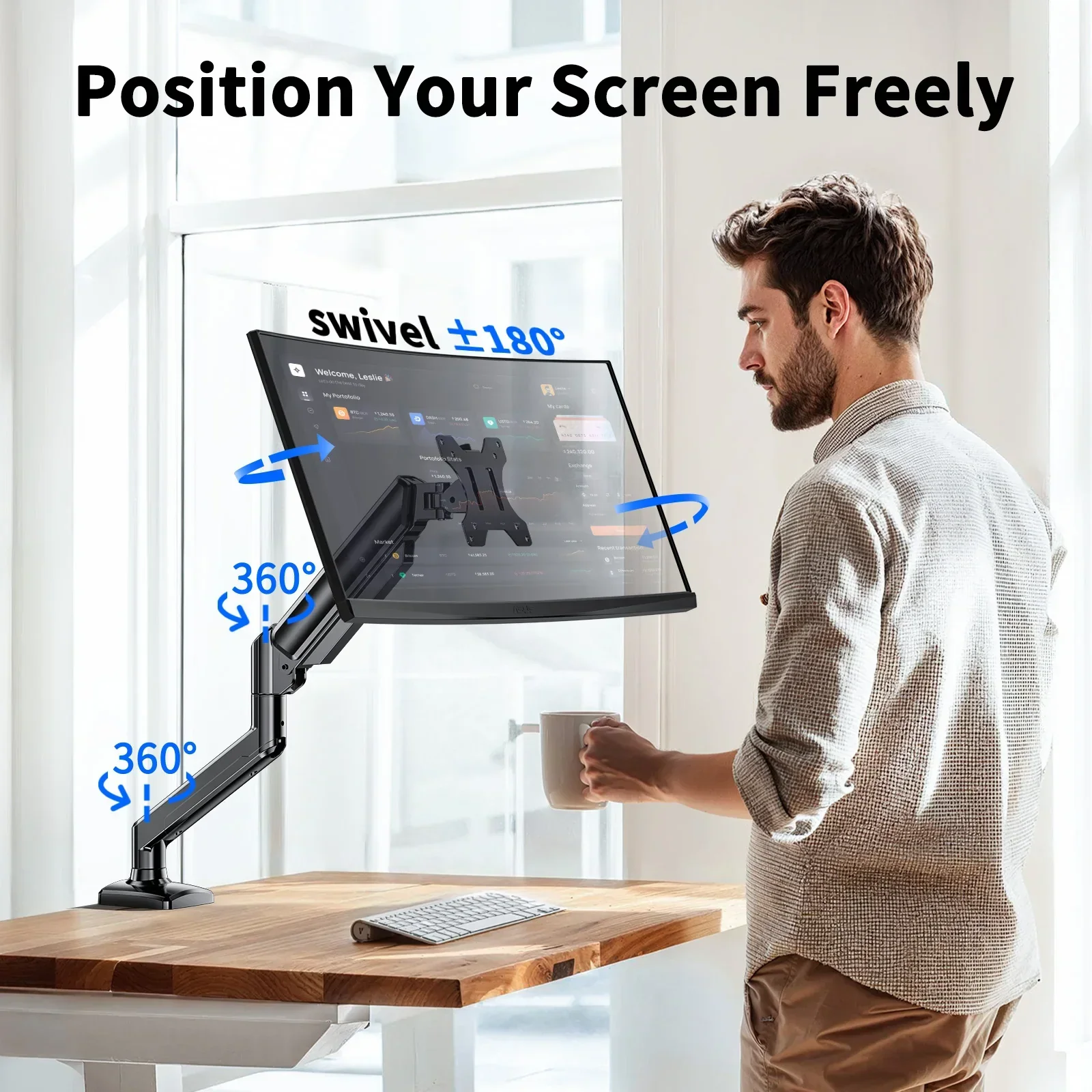 Gas Spring Monitor Arm for Adjustable Screen Positioning - Image 3