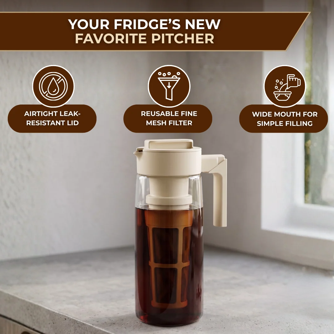 64 oz Tritan Cold Brew Coffee Maker with Airtight Lid Pitcher