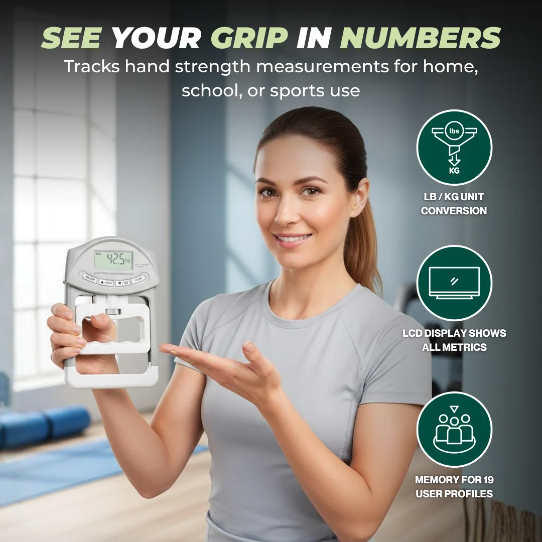 Grip Strength Dynamometer with Digital LCD Measurement Display