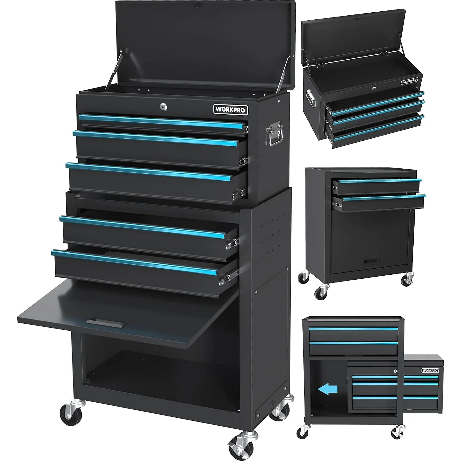 WORKPRO 5-Drawer Rolling Tool Chest, Sliding Metal Drawer Rolling Tool Storage Cabinet - Image 2