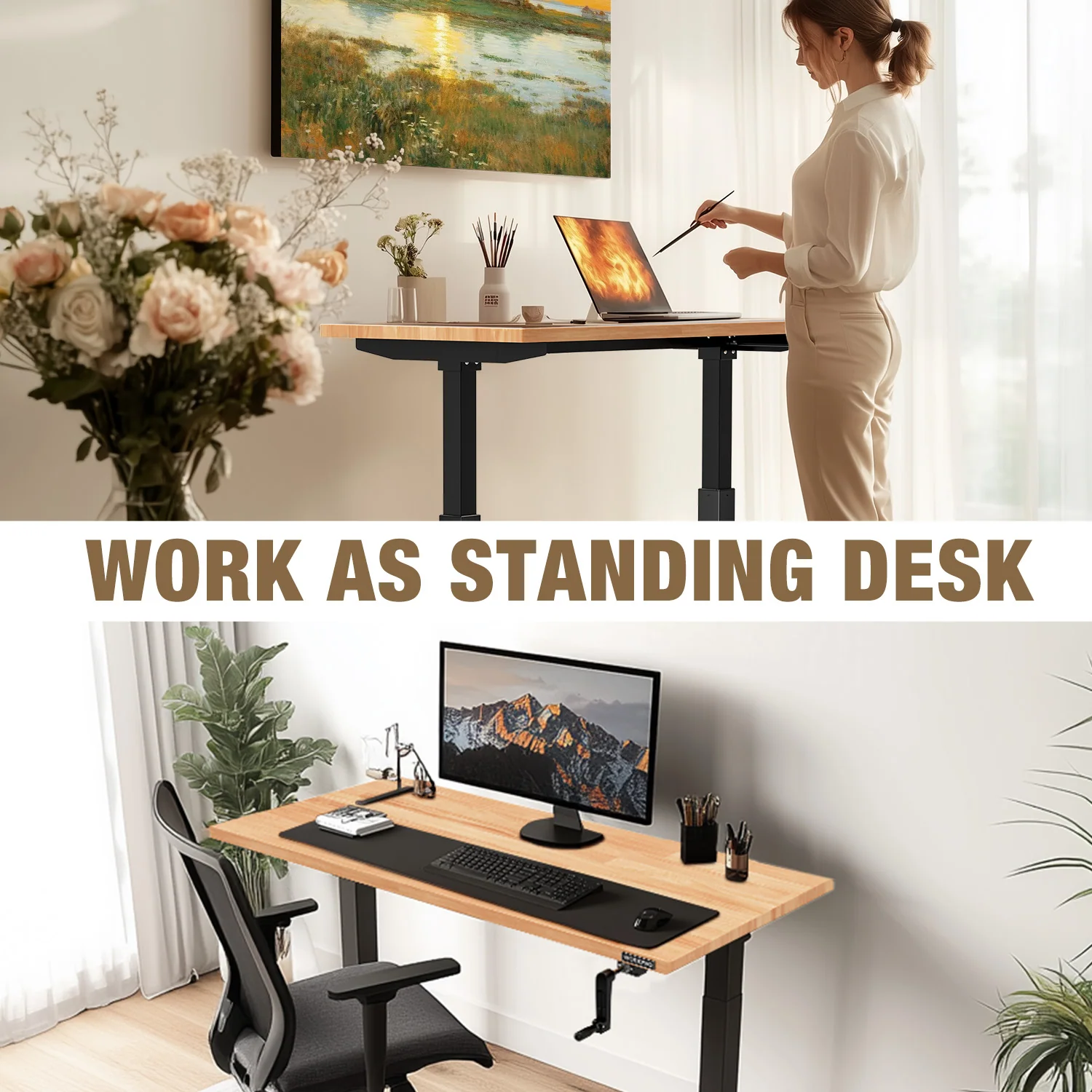 WORKPRO 47.2"×23.6" Adjustable Workbench, Crank Stand Desk, 300LBS Capacity - Image 9