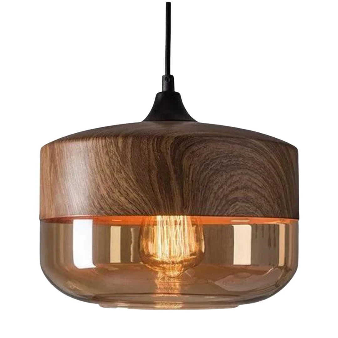 Versatile Wooden Pendant Light – Adjustable Glass Fixture for Home - Image 7