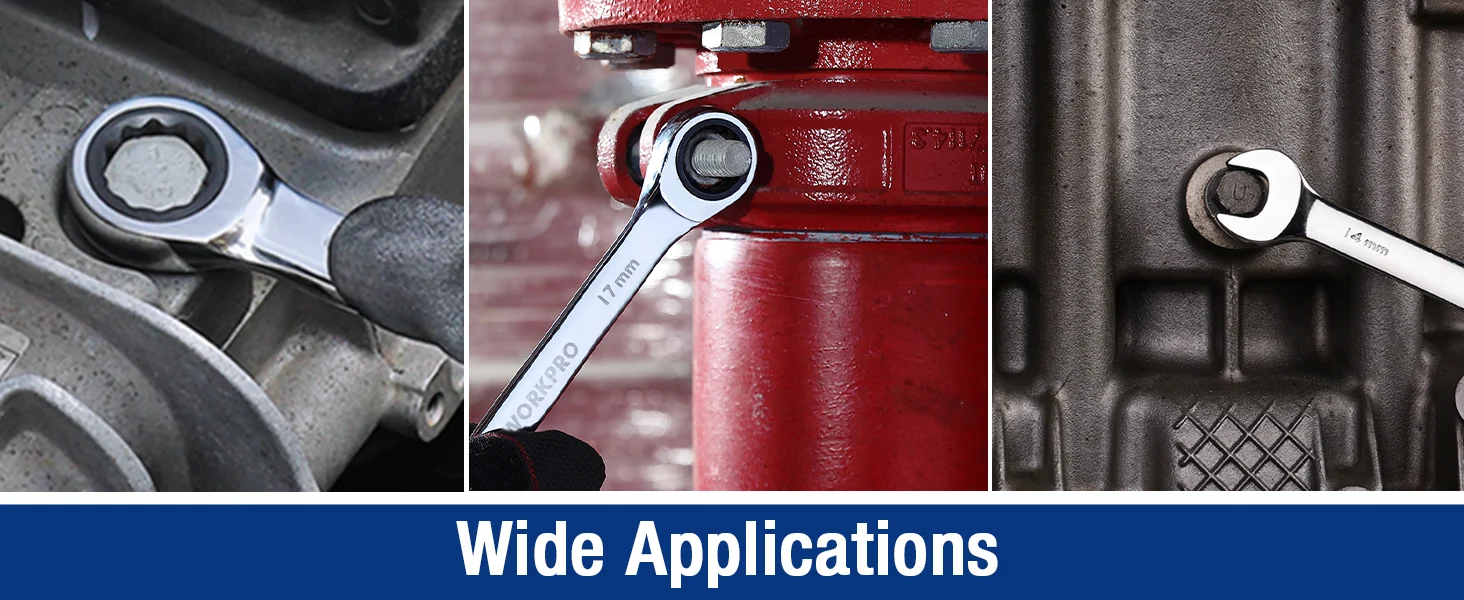 A wrench and socket set on engine parts, showing innovation and quality with secure, durable, high-quality tools