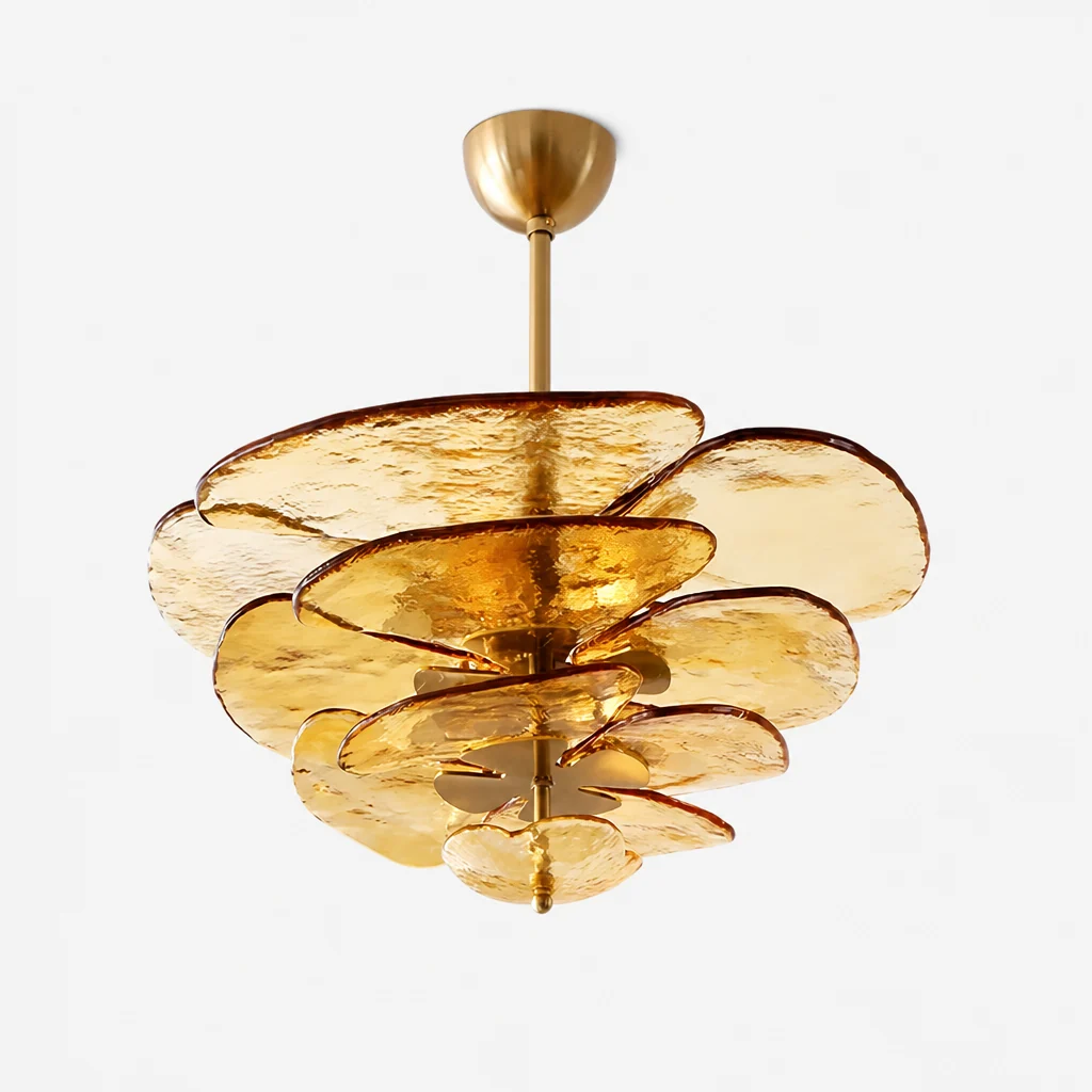 Hand-Cut Glass Copper-Finish Tiered Chandelier (Integrated Lights) - Image 9