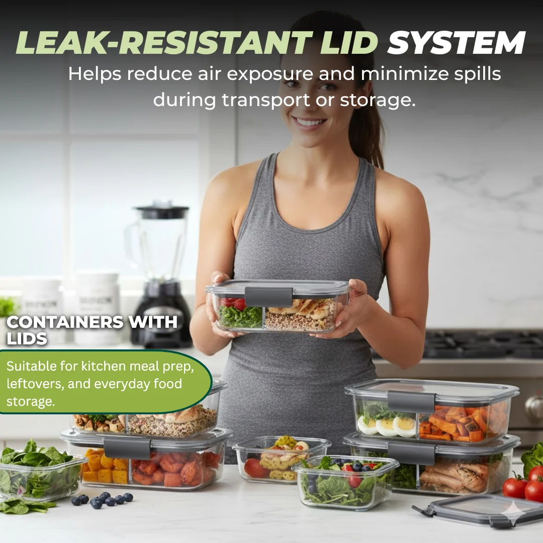 Airtight Food Containers with Lids for Meal Prep and Storage