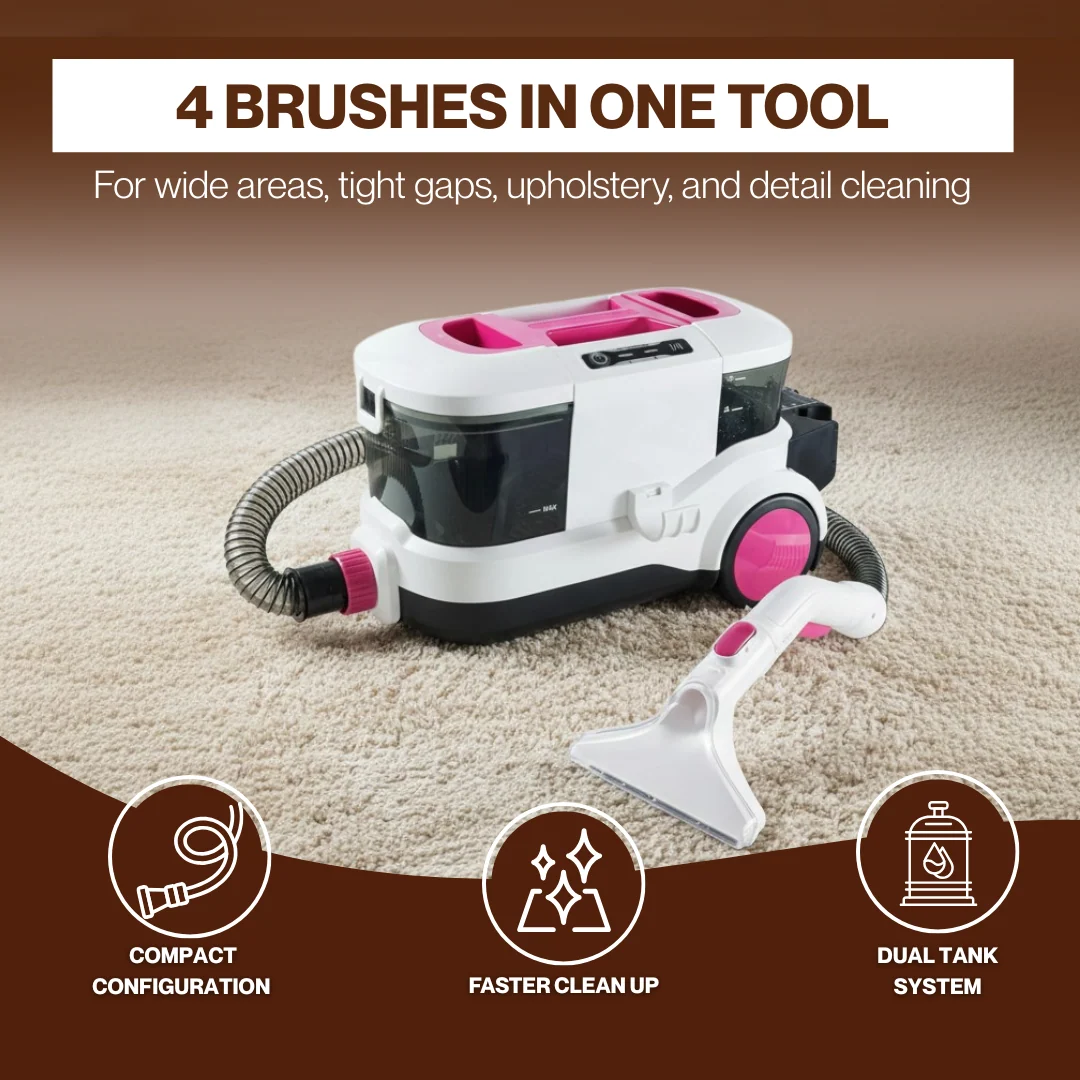 Dual-Tank Portable Carpet & Upholstery Extractor, 800 W Suction