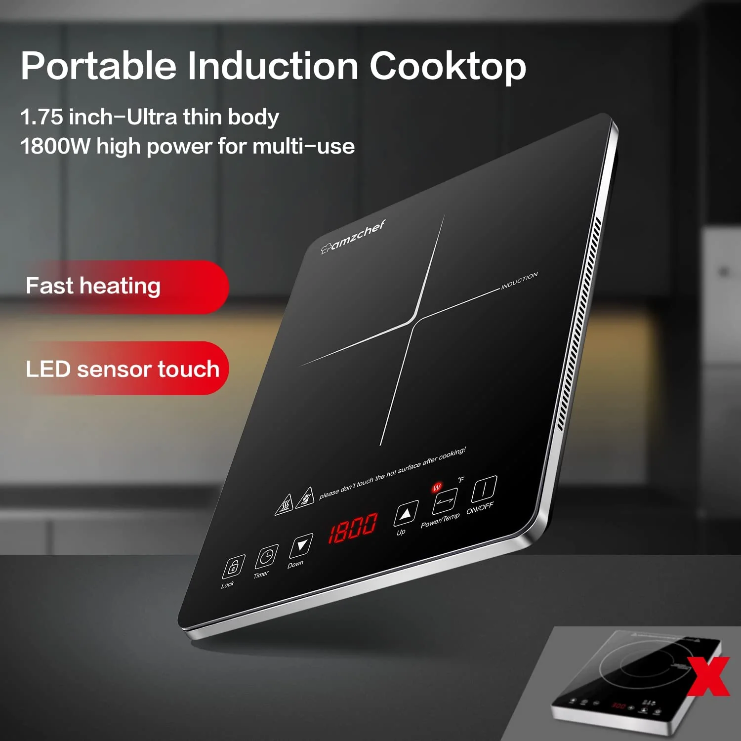 AMZCHEF Portable Induction Cooktop With 1800W Sensor Touch 4