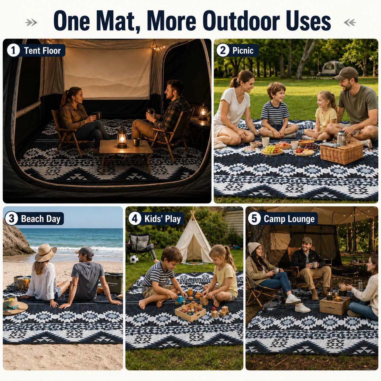 KingCamp ISIAY MAX 2.8 Extra-Large Waterproof Camping Tent Mat - Bohemian Pattern