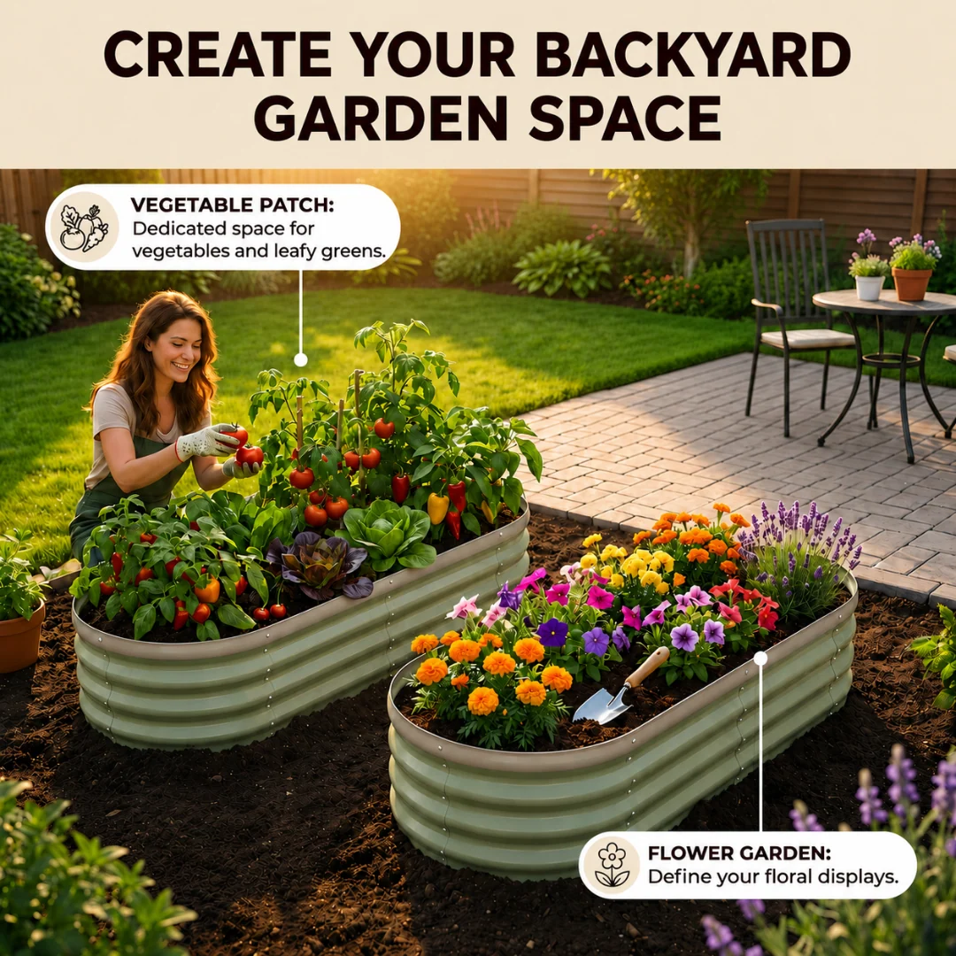 Galvanized Raised Garden Bed Kit 4 x 2 x 1 Ft Oval Planters 2 Pack