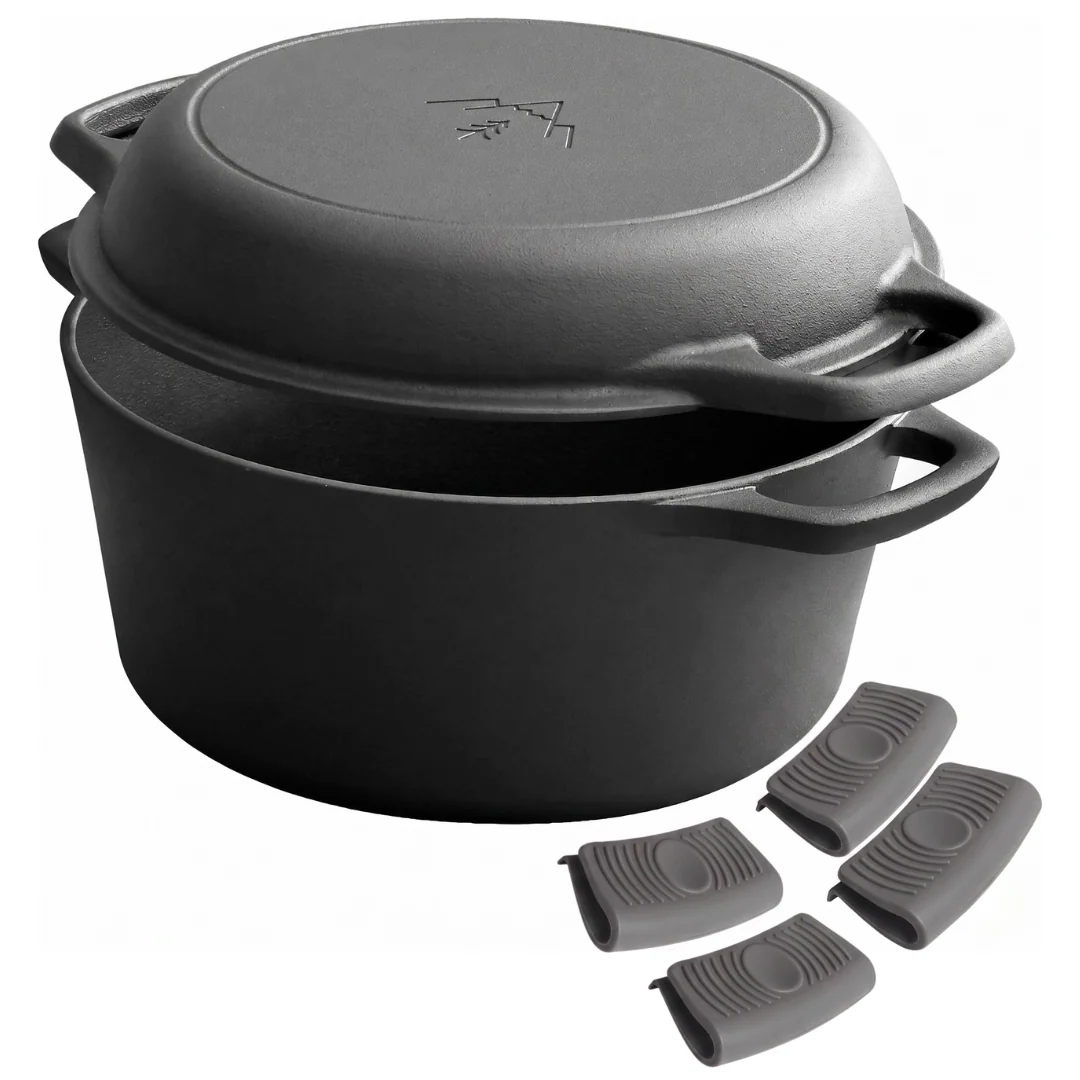 Cast Iron Dutch Oven Set with Skillet Lid – Pre-Seasoned 2-in-1 - Image 2
