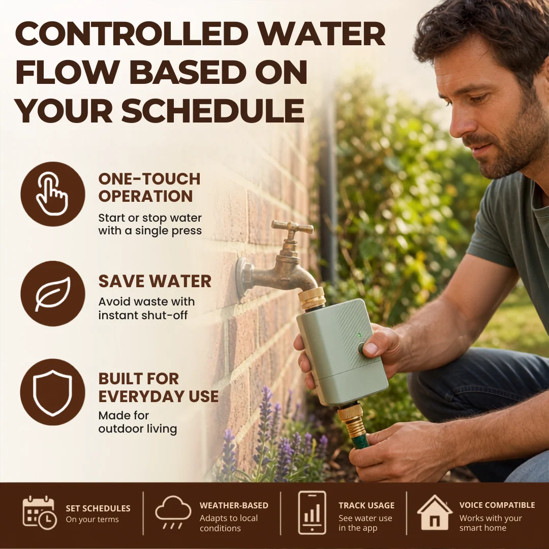 Smart Water Hose Timer with Brass Inlet Outlet and Voice Control