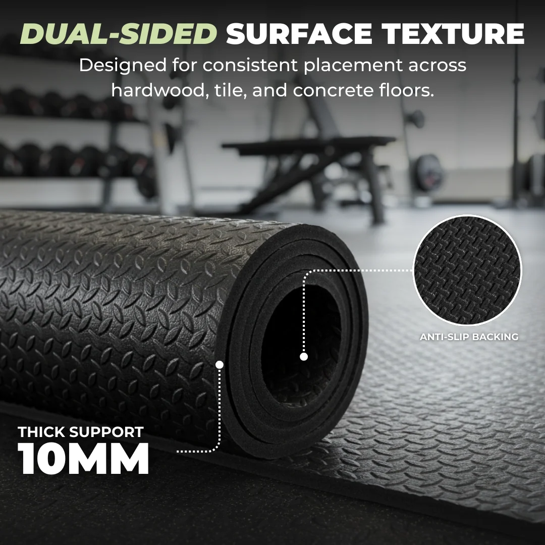 Large 10mm TPE/NPE Gym Floor Mat Anti-Slip Foam for Workouts