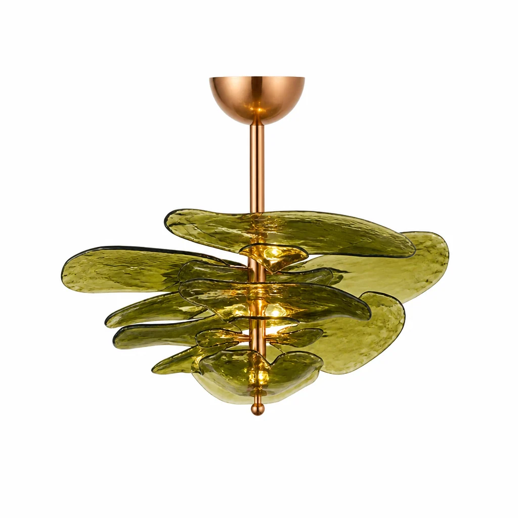 Hand-Cut Glass Copper-Finish Tiered Chandelier (Integrated Lights) - Image 7