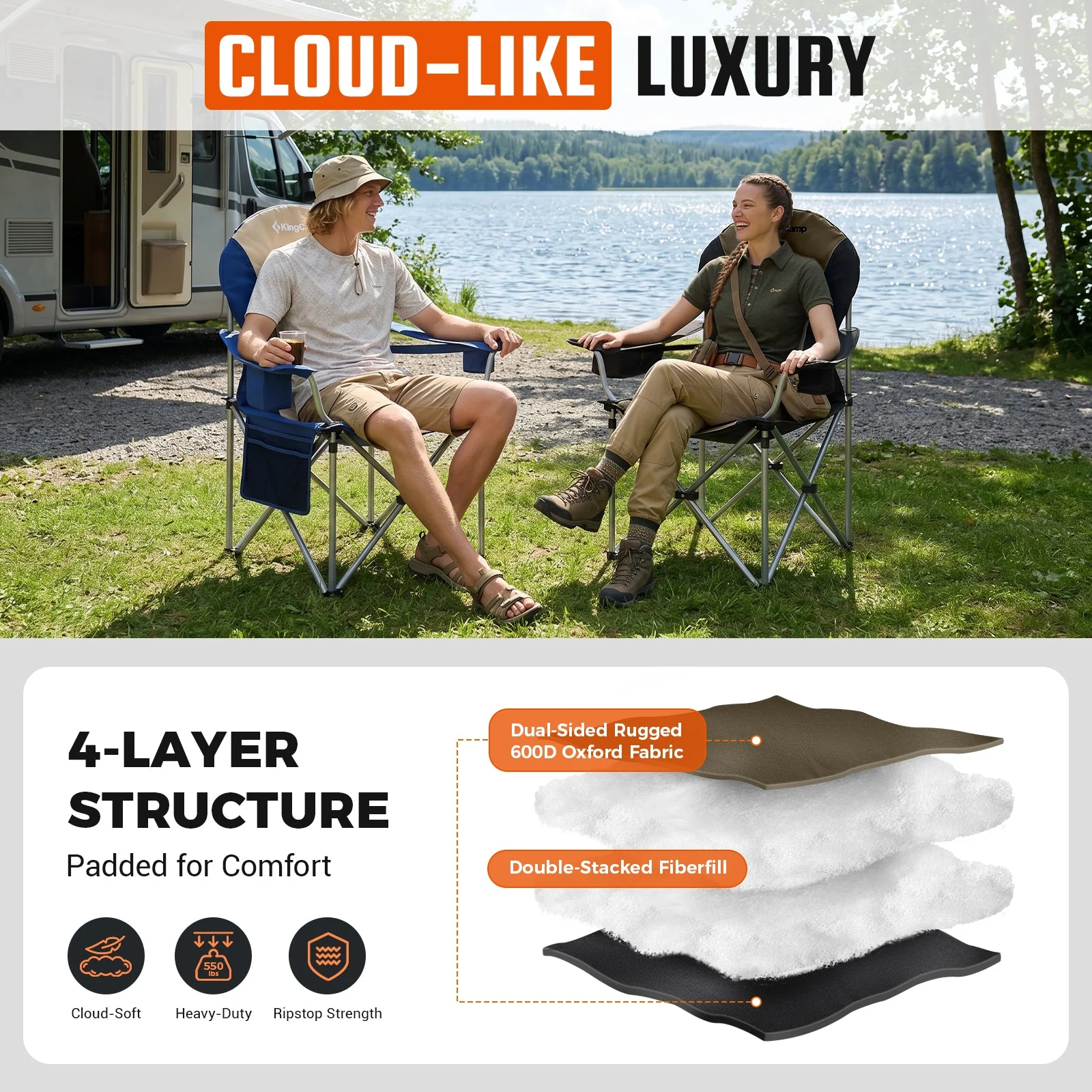 KingCamp Lumbar Support Oversized Camping Chair - Image 74