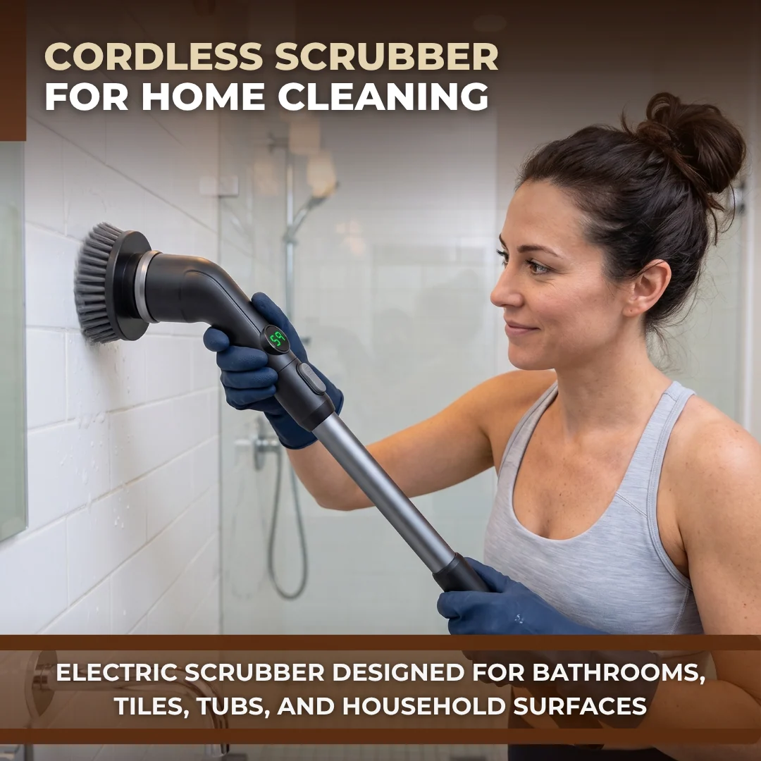 Cordless Electric Spin Scrubber with 7 Heads and Extendable Handle