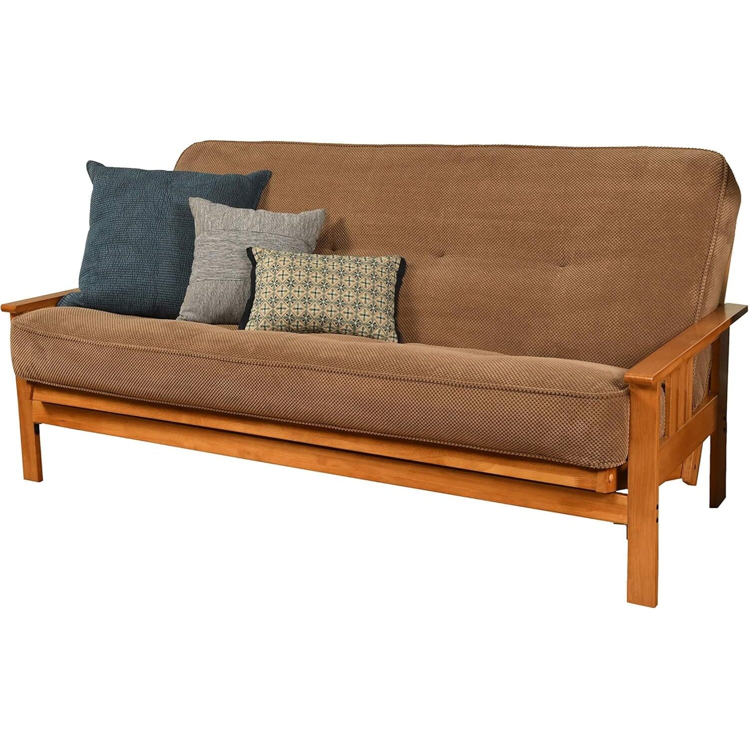 Homestock African Artifacts Full Size Futon Frame Set with Mattress, Easily Converts to Bed, Versatile Design Futon Frame for All Spaces, 33"H x 79"L x 37"D-Color:Linen Charcoal,Size:Barbados - Image 106
