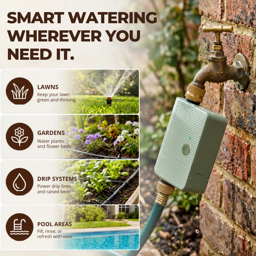 Smart Water Hose Timer with Brass Inlet Outlet and Voice Control